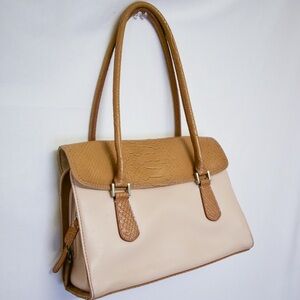 Liz Claiborne brown and white leather bag